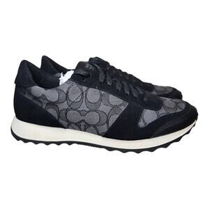 Coach Mason Shoes Monogram Logo Sneakers Womens Size 8.5 Black Gray
